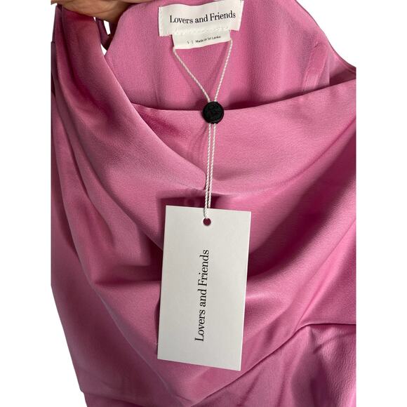 Lovers and Friends Amina Midi Dress Satin One Shoulder Side Slit Formalwear S - Picture 9 of 14